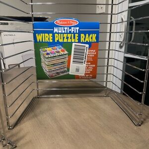 2 Melissa & Doug Chrome Silver Multi-Fit Wire Puzzle Rack & single rack